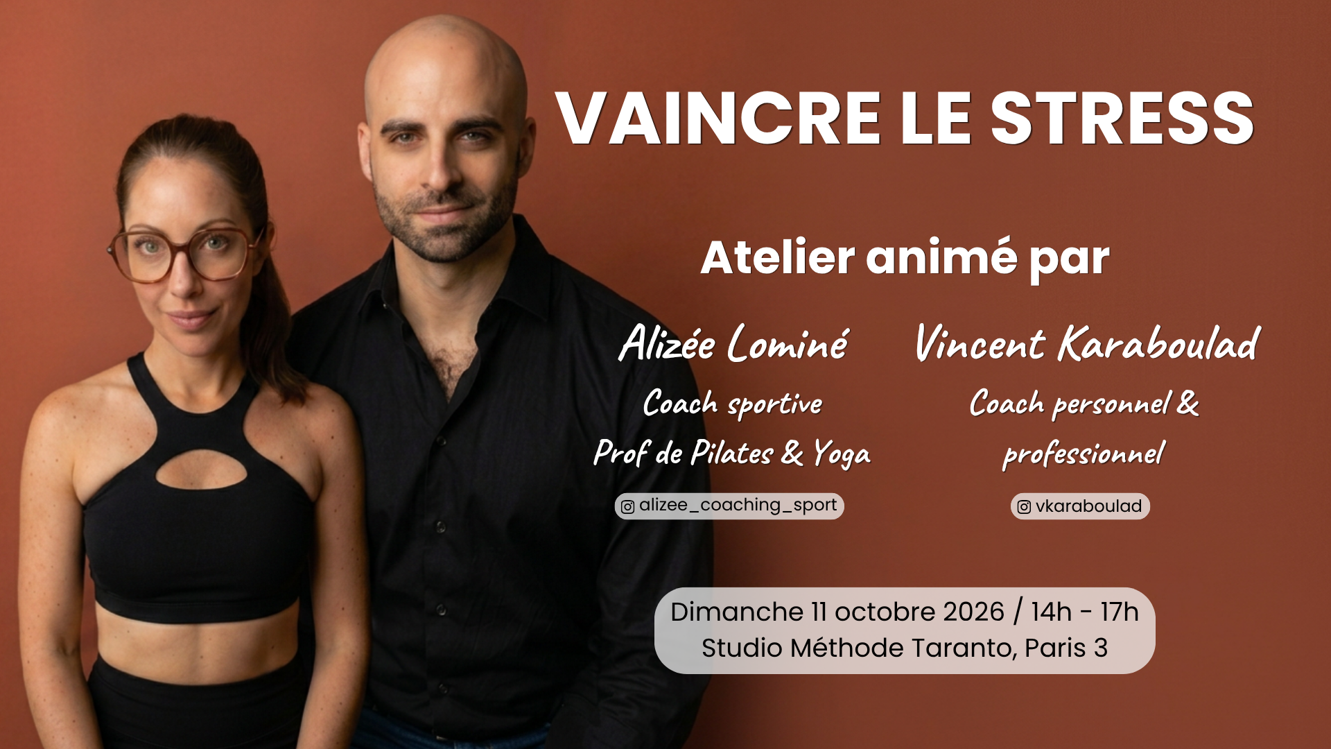 Flyer atelier Vaincre le stress — 11 octobre 2026