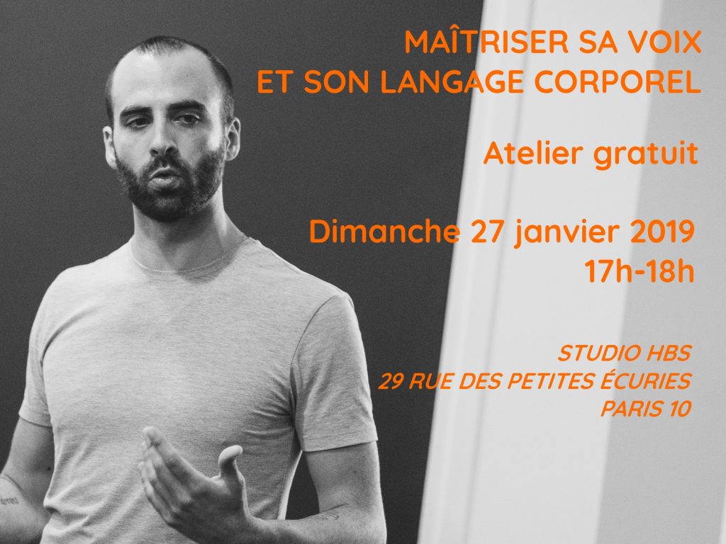 Flyer atelier Maîtriser sa voix et son langage corporel